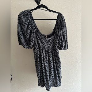 Free People Black and Gray Chevron Tunic